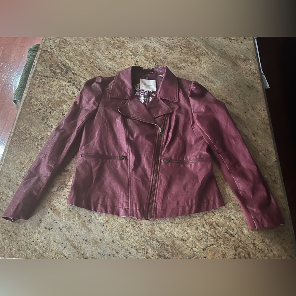 LAST CHANCE!!!!!Anthropologie Vegan Burgundy Jacket
